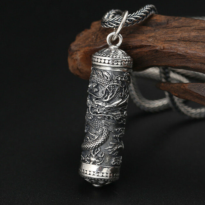 Real Solid 925 Sterling Silver Pendants Animal Dragon Barrel Box Can Open Fashion Jewelry