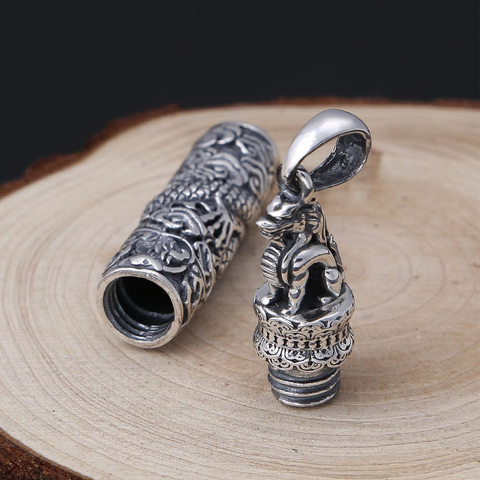 Real Solid 925 Sterling Silver Pendants Animals Dragon Barrel Box Can Open Fashion Jewelry