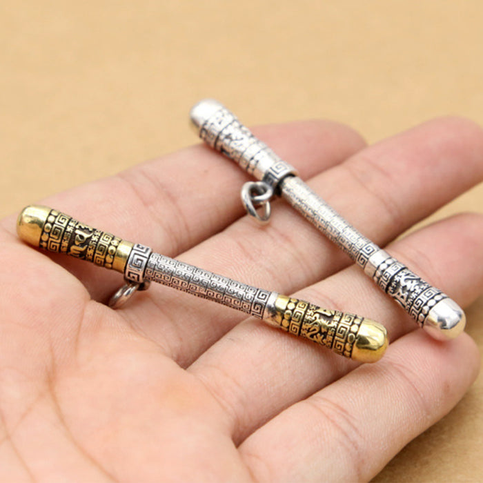 Real Solid 925 Sterling Silver Pendants Amulet Golden Cudgel Protection Fashion Jewelry