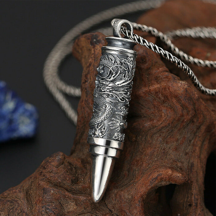Real Solid 925 Sterling Silver Pendants Bullet Box Dragon Animal Can Open Jewelry