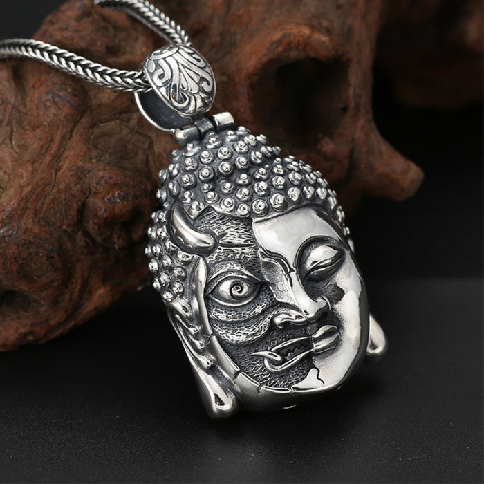 Real Solid 925 Sterling Silver Pendants Good-and-Evil Buddha Devil Fashion Jewelry