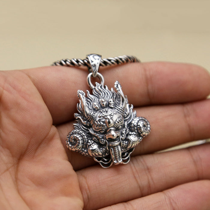 Real Solid 925 Sterling Silver Pendants Dragon Skull Devil Men Fashion Jewelry