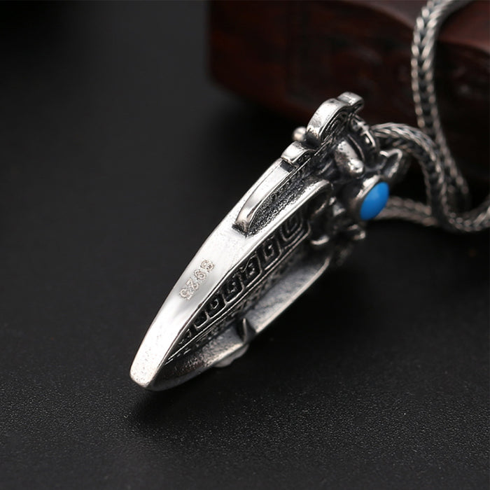 Real Solid 925 Sterling Silver Pendants Sword Gluttonous Arrow Shield Fashion Jewelry
