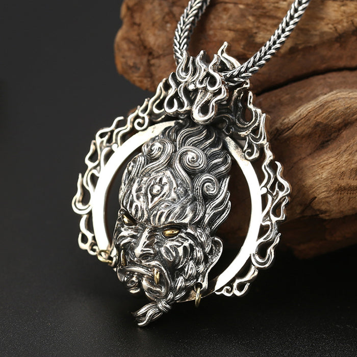 Real Solid 925 Sterling Silver Pendants Devil Flame Men Fashion Jewelry