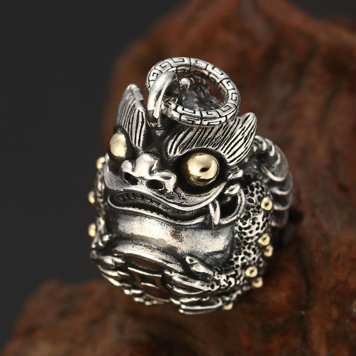 Real Solid 925 Sterling Silver Pendants Toad Bell Coin Wealth Animal Fashion Jewelry