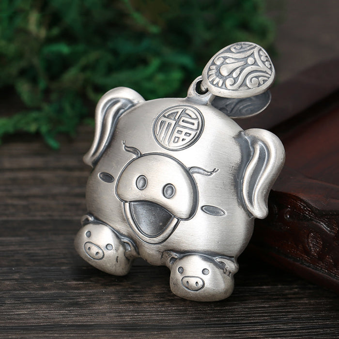 Real Solid 999 Sterling Silver Pendants Animal Pig Lucky Fashion Jewelry