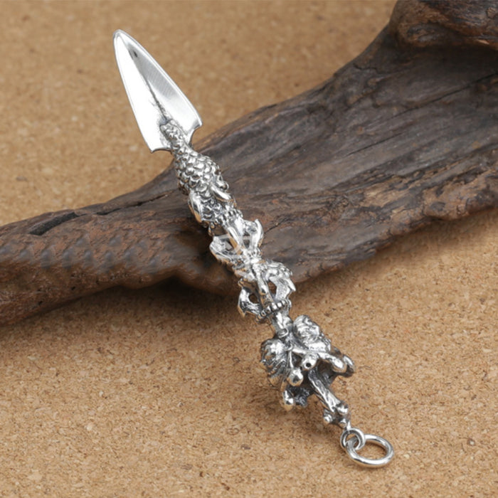 Real Solid 925 Sterling Silver Pendants Vajra Amulet Sword Fashion Jewelry