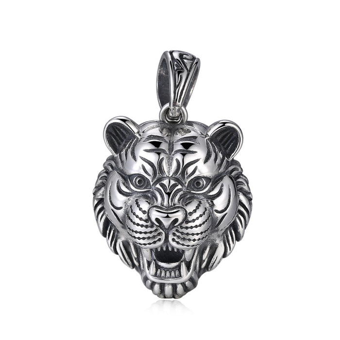 Real Solid 925 Sterling Silver Pendants Zodiac Tiger Animal Fashion Jewelry