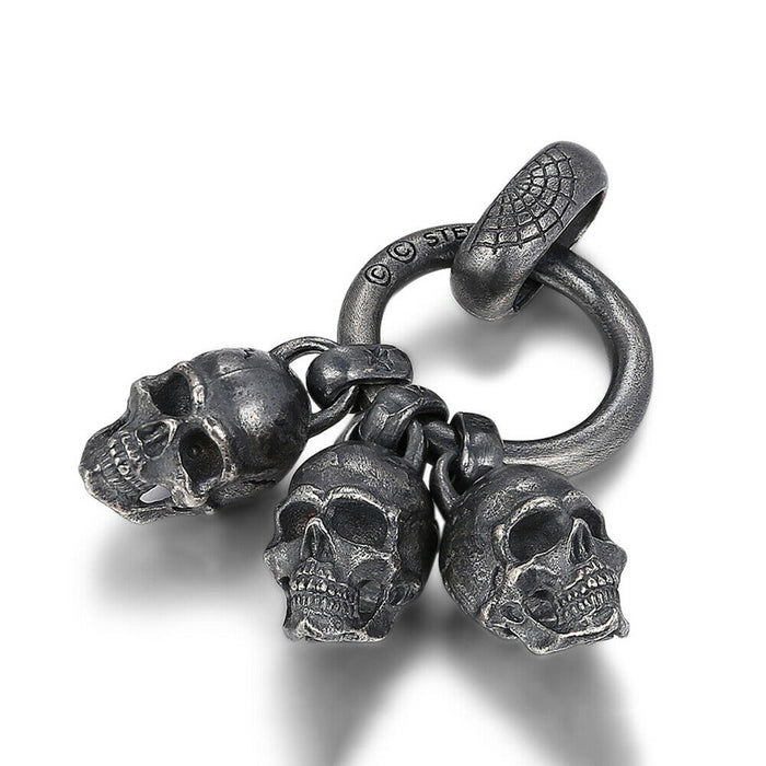 Real Solid 925 Sterling Silver Pendants Skeletons & Skulls Men HipHop Jewelry