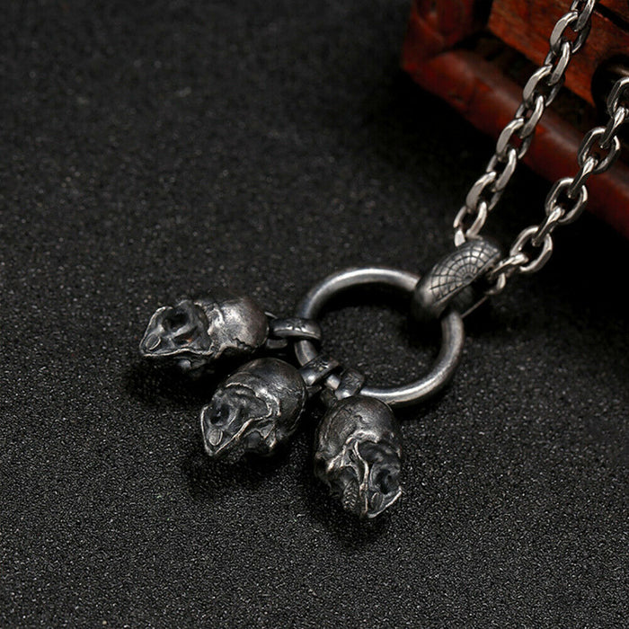 Real Solid 925 Sterling Silver Pendants Skeletons & Skulls Men HipHop Jewelry