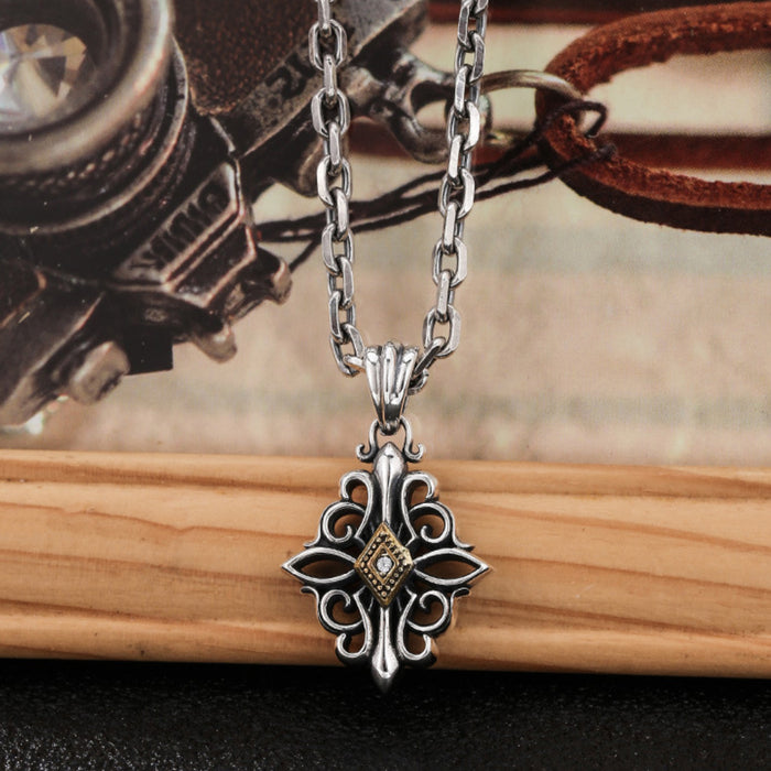 Real Solid 925 Sterling Silver Pendants Cross Rhombus Fashion Jewelry