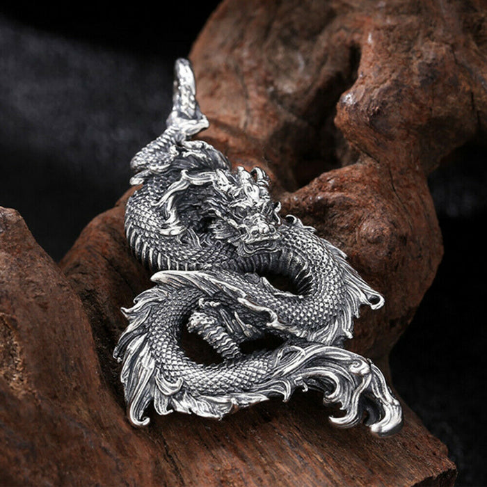 Real Solid 925 Sterling Silver Pendants Dragon Animal Men Fashion Jewelry