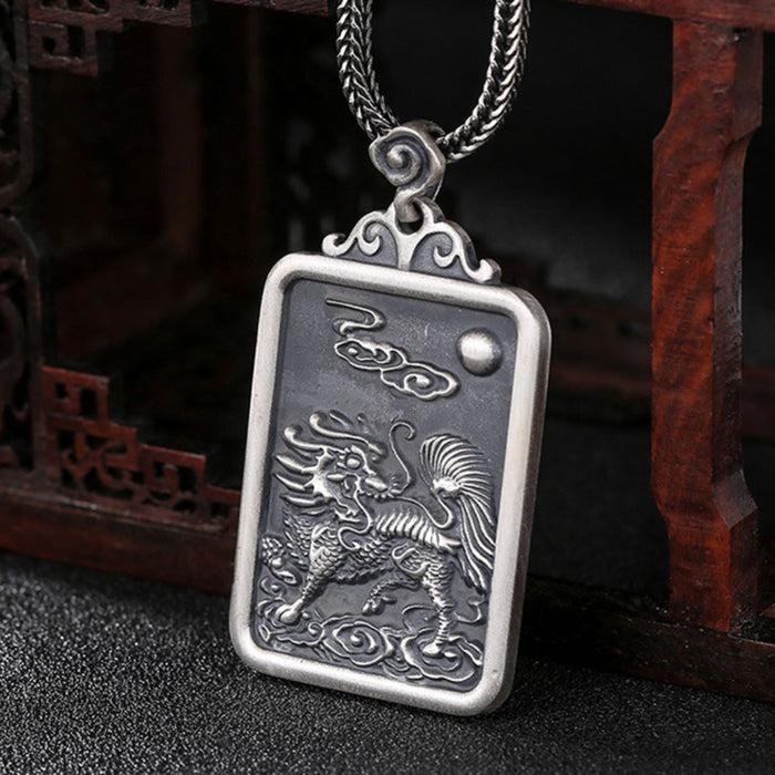 Real Solid 999 Sterling Silver Pendants Animal kirin Auspicious Cloud Fashion Jewelry