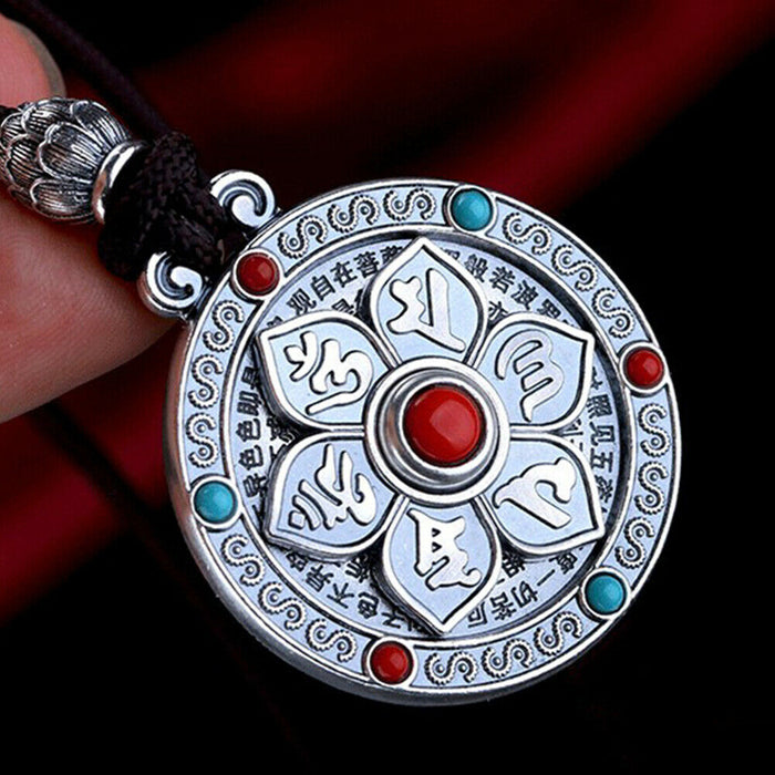 Real Solid 999 Fine Silver Pendants Dragon Om Mani Padme Hum Rotation Amulet Fashion Jewelry