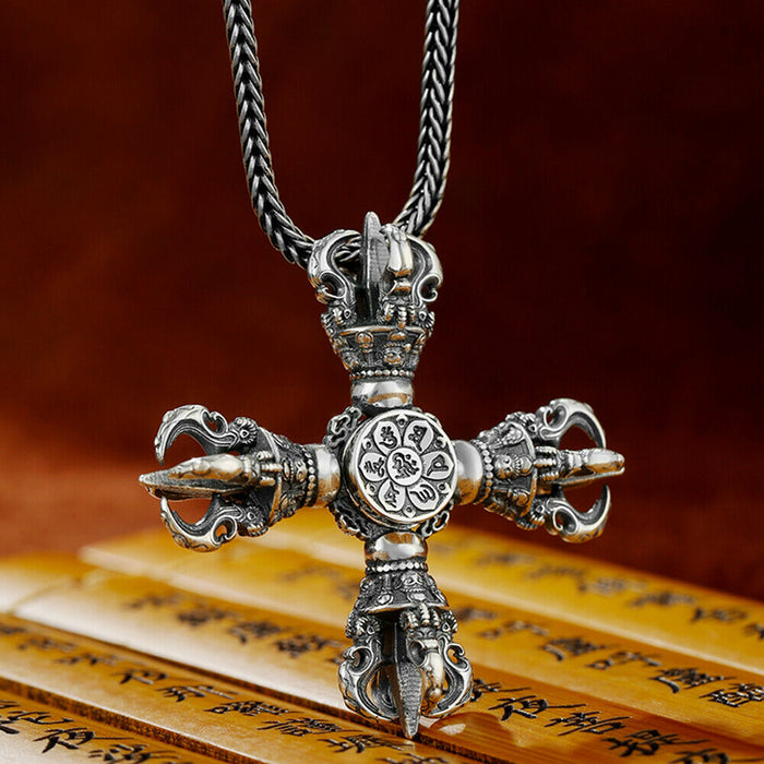 925 Sterling Silver Pendants Fingertip Gyro Rotation Cross Vajra Amulet  Jewelry