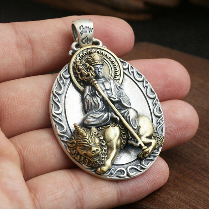 Real Solid 925 Sterling Silver Pendants Buddha Amulet kshitigarbha Fashion Jewelry