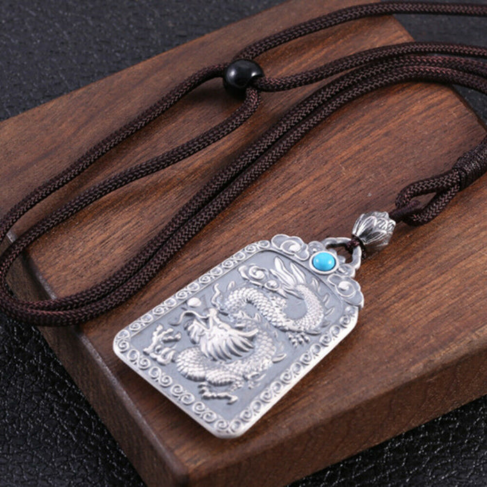 Real Solid 999 Fine Silver Pendants Dragon Lotus Auspicious Cloud Amulet Fashion Jewelry
