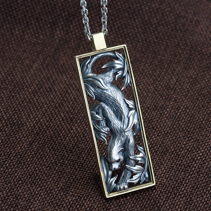 Real Solid 925 Sterling Silver Pendants Animals Leopard Leaf Pierced Men Fashion Jewelry