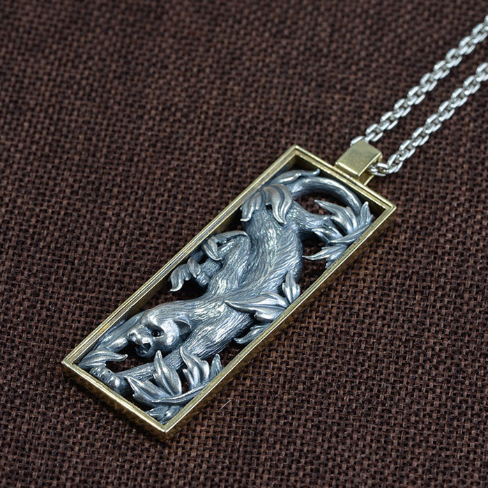 Real Solid 925 Sterling Silver Pendants Animals Leopard Leaf Pierced Men Fashion Jewelry