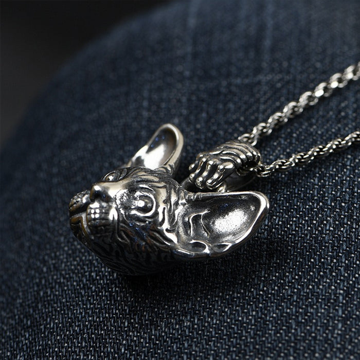 Real Solid 925 Sterling Silver Pendants Beerus Cat Leopard Animal Men Fashion Jewelry