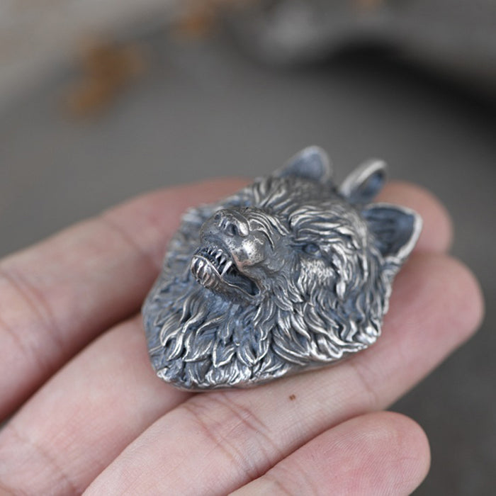 Real Solid 925 Sterling Silver Pendants Wolf Head Animals Amulet Men Fashion Jewelry