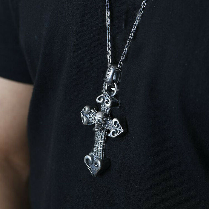 Real Solid 925 Sterling Silver Pendants Huge Heavy Cross Skull Heart Men Hiphop Jewelry