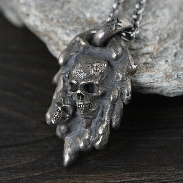 Real Solid 925 Sterling Silver Pendants Skull Men Hiphop Jewelry
