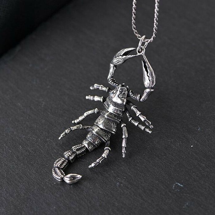Real Solid 925 Sterling Silver Pendants  Scorpion Men Fashion Punk Jewelry
