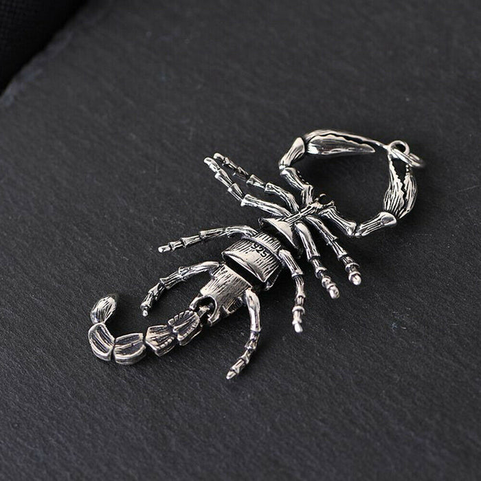 Real Solid 925 Sterling Silver Pendants  Scorpion Men Fashion Punk Jewelry