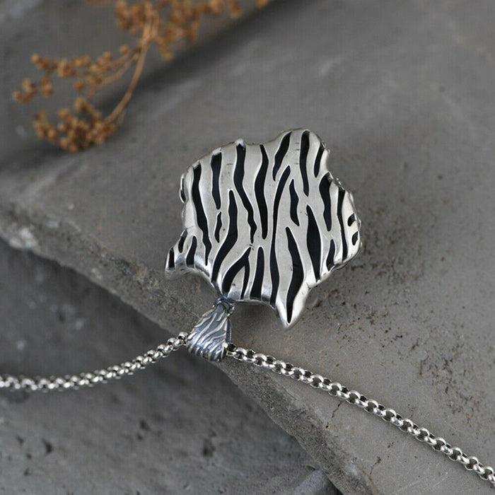 Real Solid 925 Sterling Silver Pendants Charm Agate Tiger's Head Pierced Animals Men Fashion Jewelry