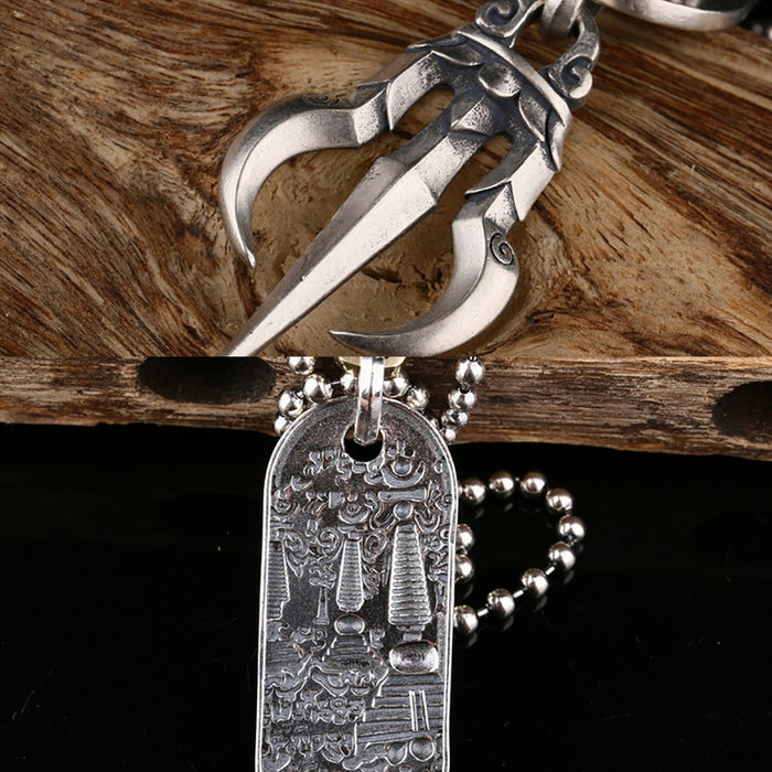 Real 925 Sterling Silver Pendant Brass Vajra Shield Men Fashion Punk Jewelry