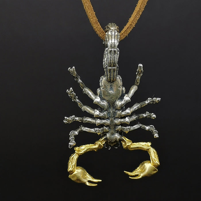 Real 925 Sterling Silver Pendant Brass Scorpion Men Fashion Hiphop Jewelry