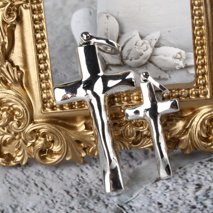 Real 925 Sterling Silver Pendants The Glossy Cross of Jesus Fashion Couples Jewelry