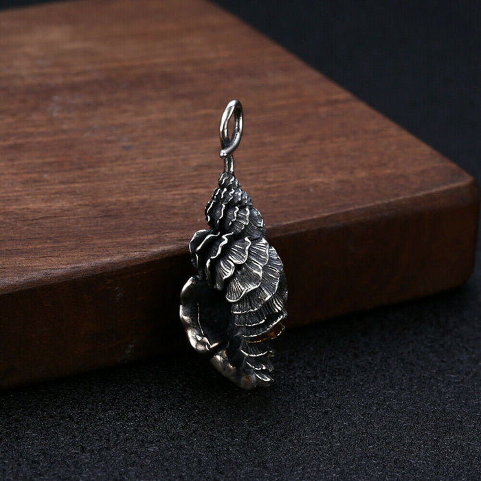 Real 925 Sterling Silver Pendant Shell Seashell  Wave Classical Jewelry