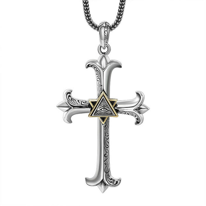 Real 925 Sterling Silver Pendant Jewelry Cross Devil Eye Totem Arrow Triangle Pentagram