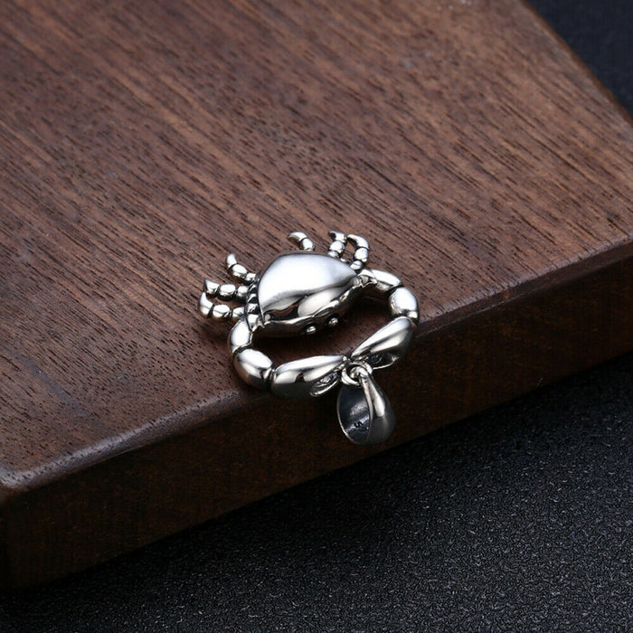 Real 925 Sterling Silver Pendant Animals & Insects Crab Fashion Jewelry