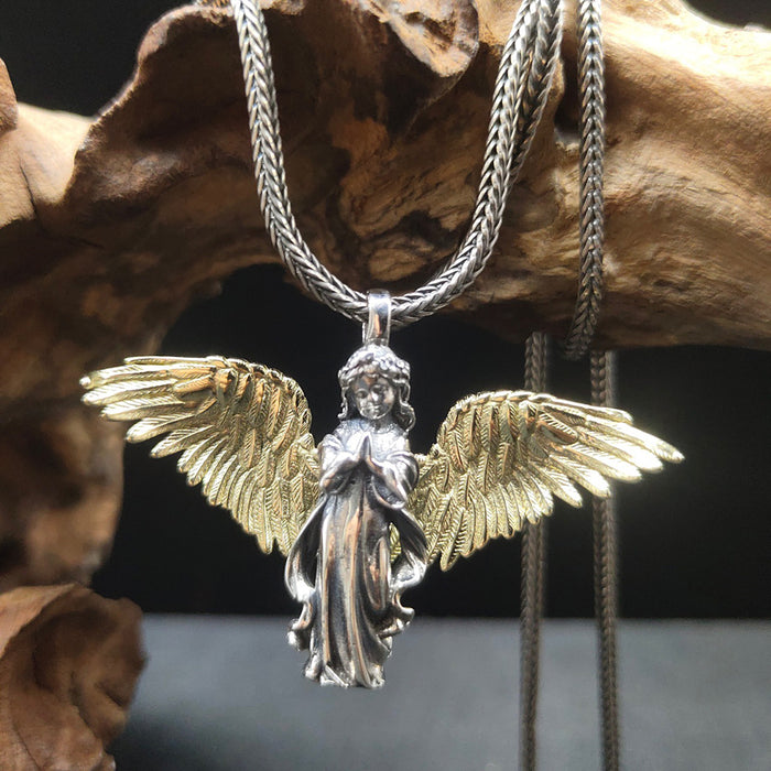 Real Solid 925 Sterling Silver Pendants Angel Wings Angels Fashion Lucky Jewelry