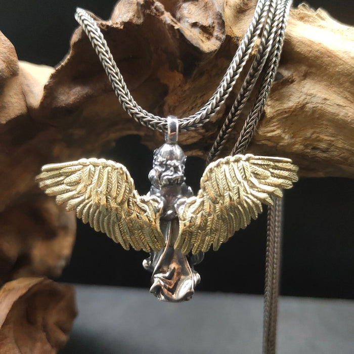 Real Solid 925 Sterling Silver Pendants Angel Wings Angels Fashion Lucky Jewelry