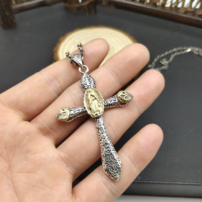 Real Solid 925 Sterling Silver Pendants Virgin Mary Skulls Cross Punk Jewelry
