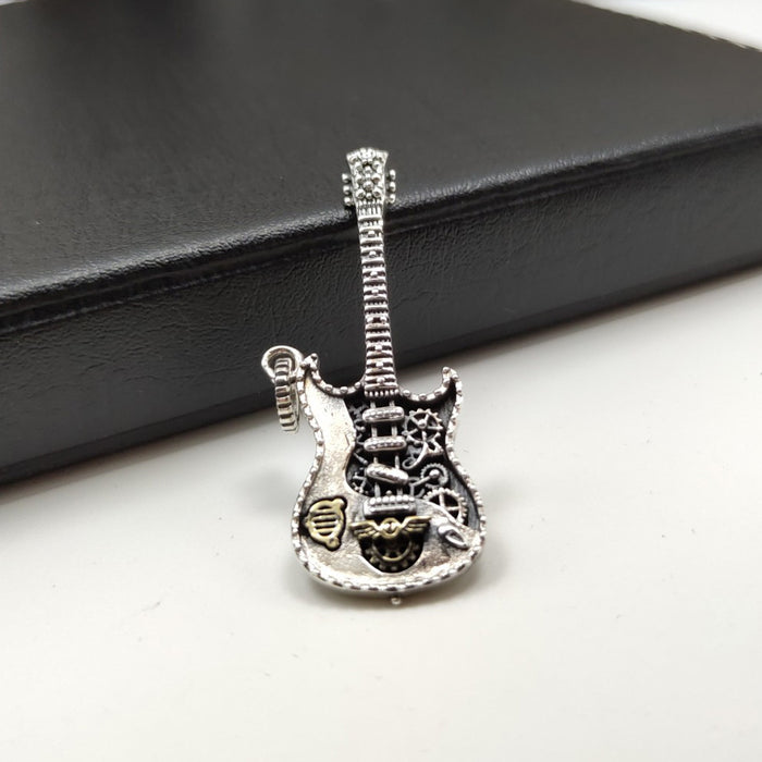 Real Solid 925 Sterling Silver Pendants Guitar Music Fashion Gothic Punk Jewelry