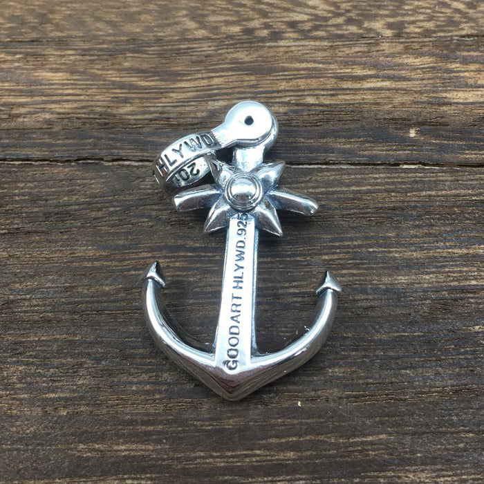 Real Solid 925 Sterling Silver Pendants Anchor Cross Fashion Punk Jewelry