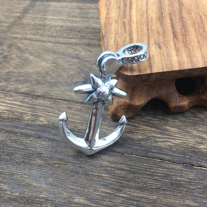 Real Solid 925 Sterling Silver Pendants Anchor Cross Fashion Punk Jewelry
