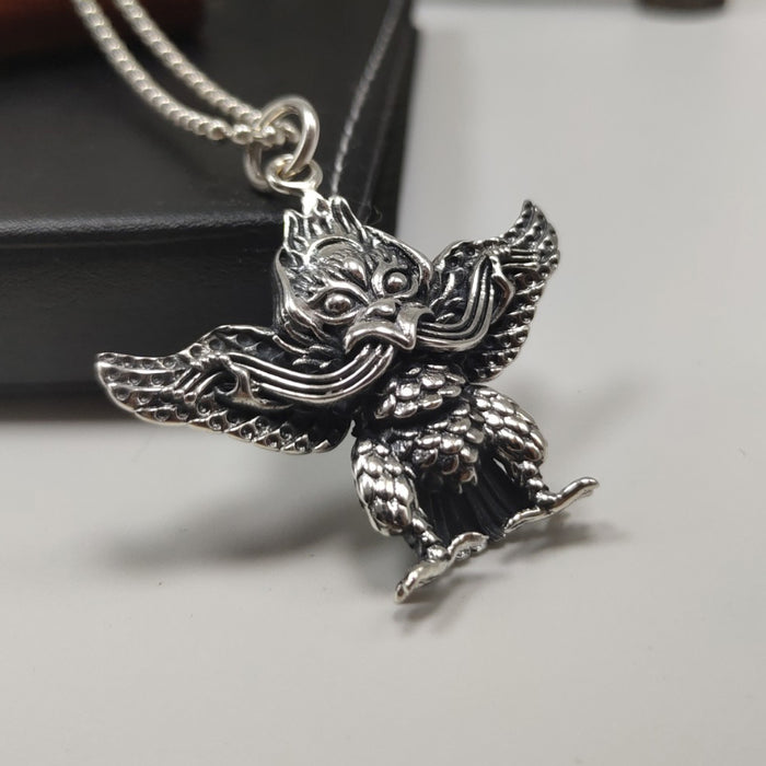 Real Solid 925 Sterling Silver Pendants Animals Dapeng Bird Protection Punk Jewelry