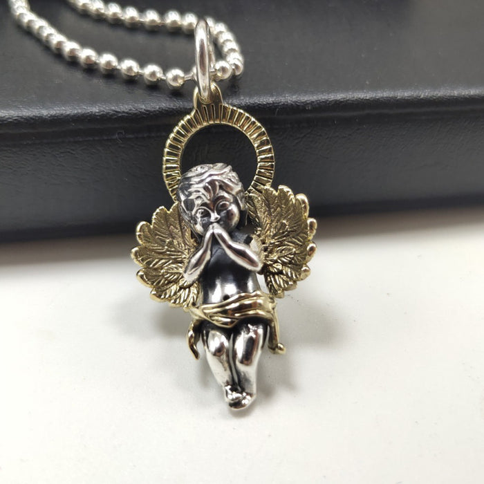 Real Solid 925 Sterling Silver Pendants Angel Wings Cupid Angels Love Jewelry