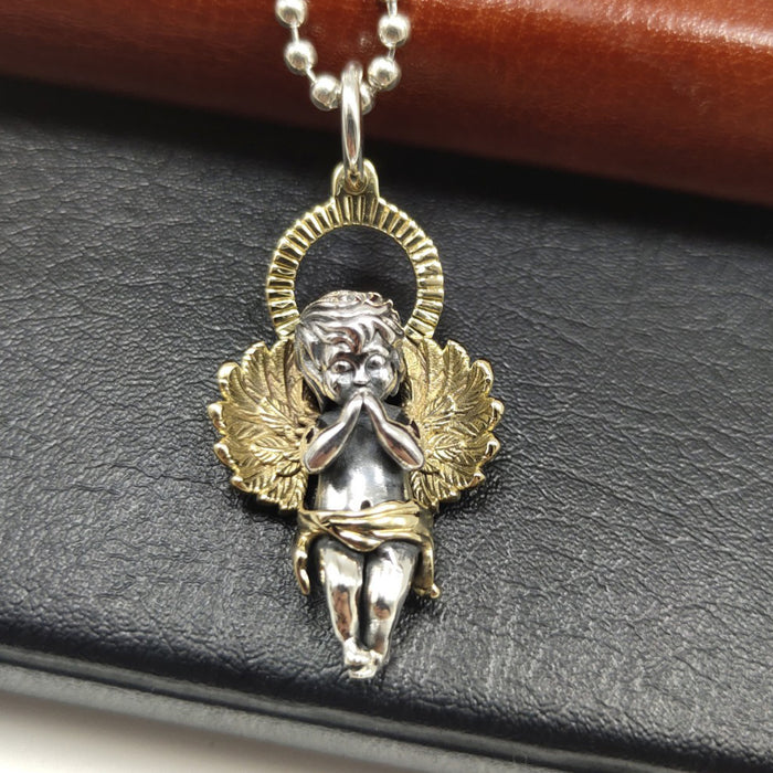Real Solid 925 Sterling Silver Pendants Angel Wings Cupid Angels Love Jewelry