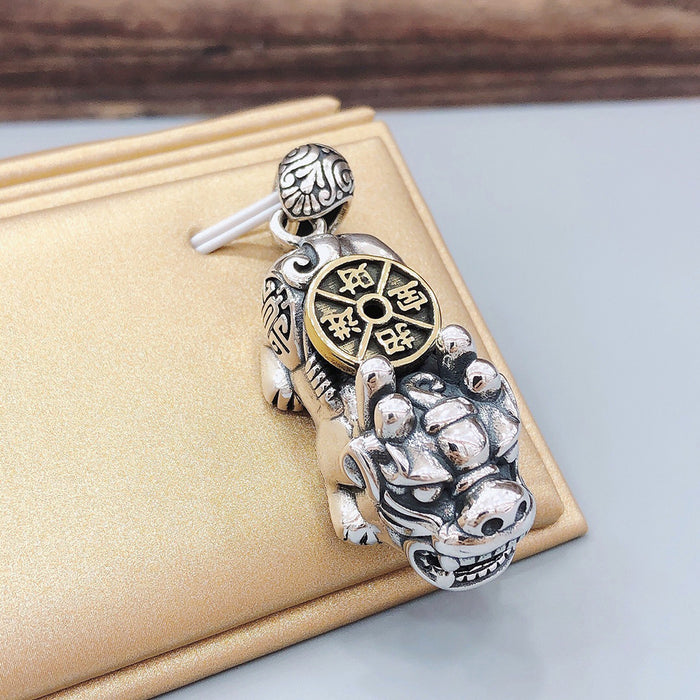 Real Solid 925 Sterling Silver Pendants Auspicious Animal Coins Wealth Fashion Lucky Jewelry