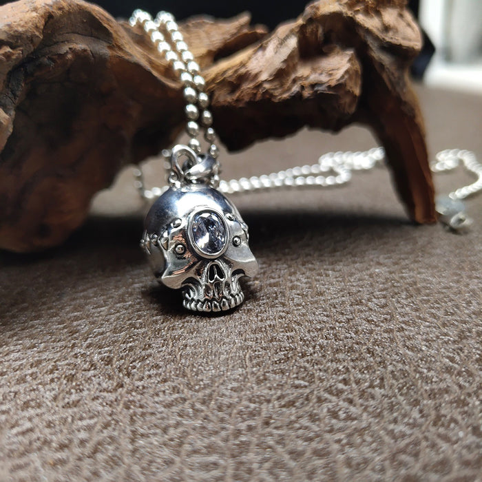 Real Solid 925 Sterling Silver Pendants CZ Inlay Skeletons Skulls Punk Hip Hop Jewelry