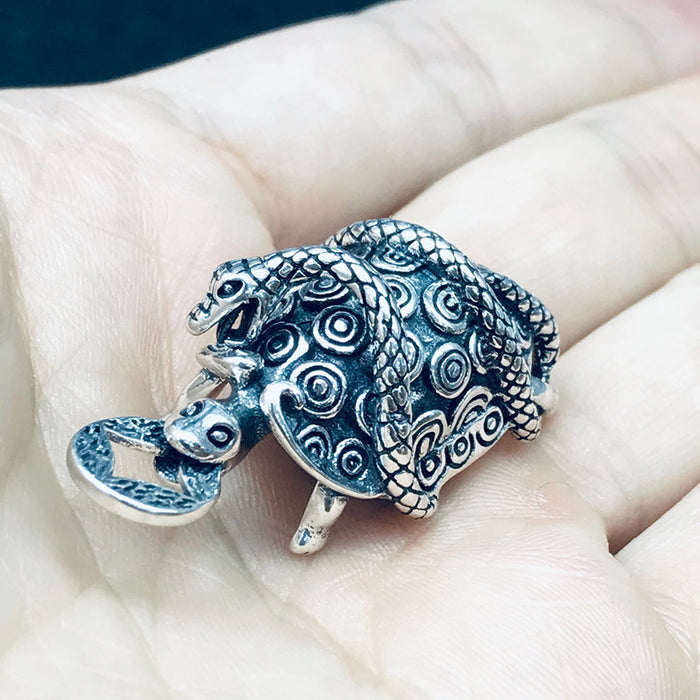 Real Solid 925 Sterling Silver Pendants Animals Snake Tortoise Coins Wealth Fashion Lucky Jewelry