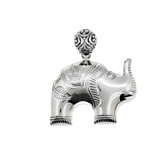 Real Solid 990 Fine Silver Pendants Animals Elephant Lotus Religious Lection Lucky Jewelry