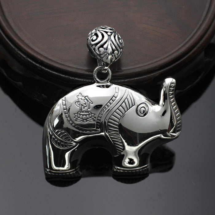 Real Solid 990 Fine Silver Pendants Animals Elephant Lotus Religious Lection Lucky Jewelry